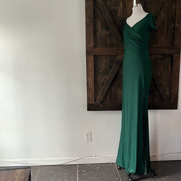 Off Shoulder Split Thigh Dress Elegant Solid Bodycon Cocktail Party Maxi… - Picture 7 of 13